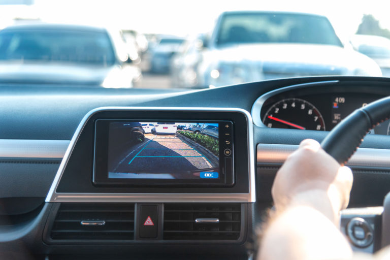 Rearview backup camera in vehicle